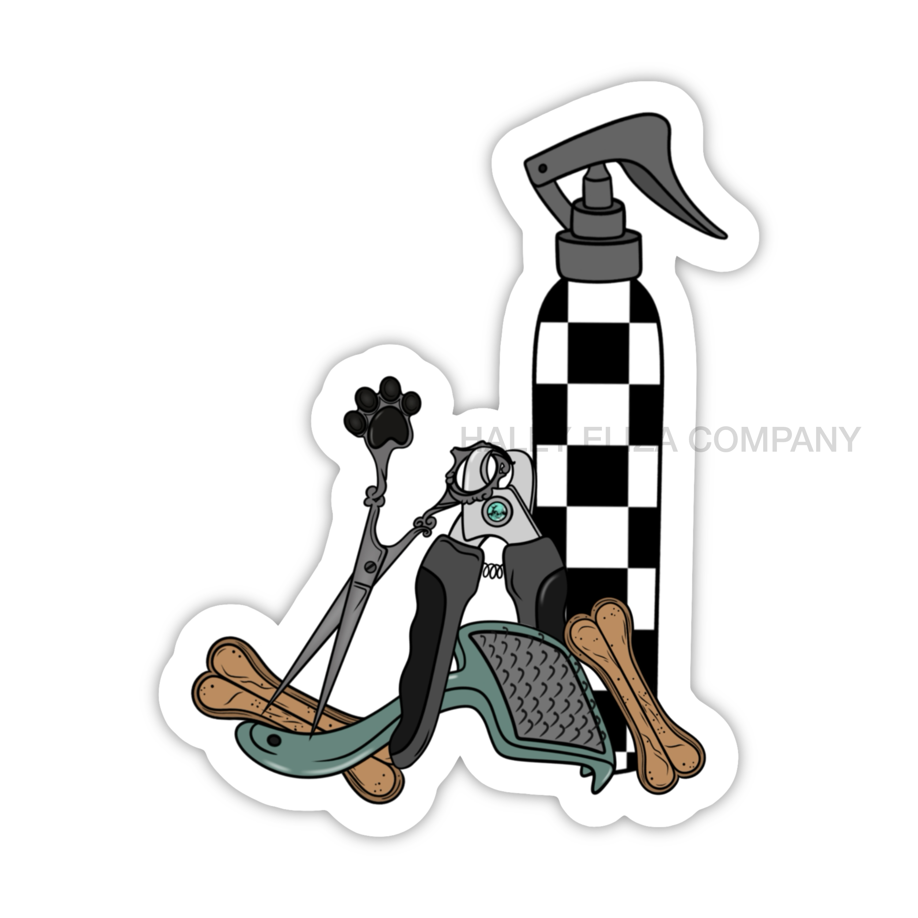 WESTERN DOG GROOMER STICKER - 2.38" x 3"