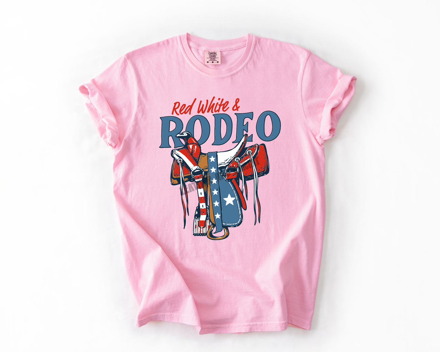RED WHITE AND RODEO COMFORT COLORS TEE