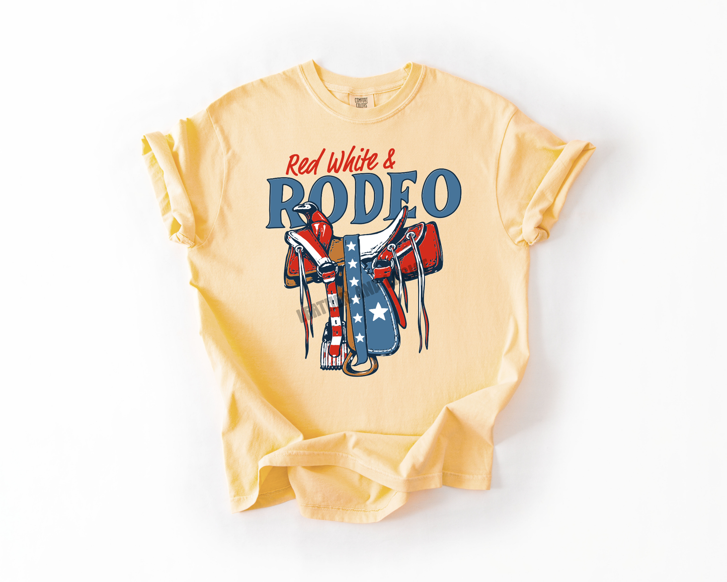 RED WHITE AND RODEO COMFORT COLORS TEE