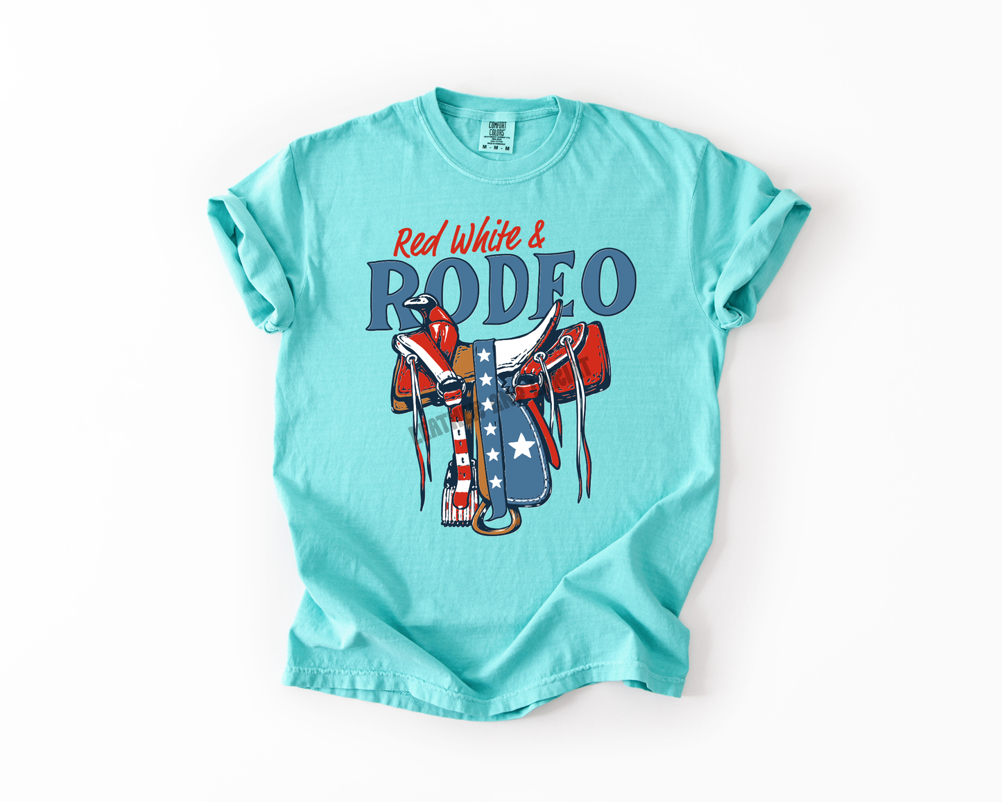 RED WHITE AND RODEO COMFORT COLORS TEE