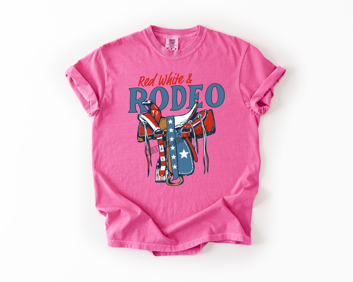 RED WHITE AND RODEO COMFORT COLORS TEE