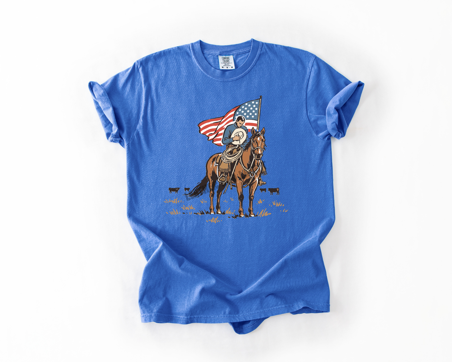 PATRIOTIC COWBOY COMFORT COLORS TEE