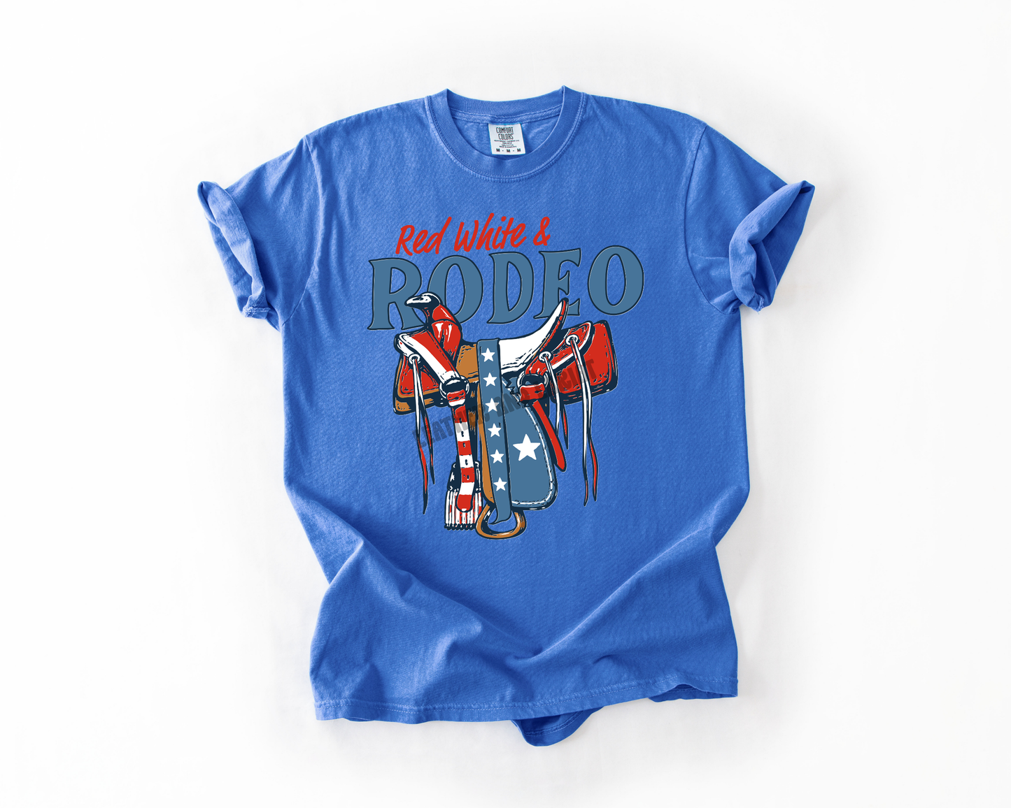 RED WHITE AND RODEO COMFORT COLORS TEE