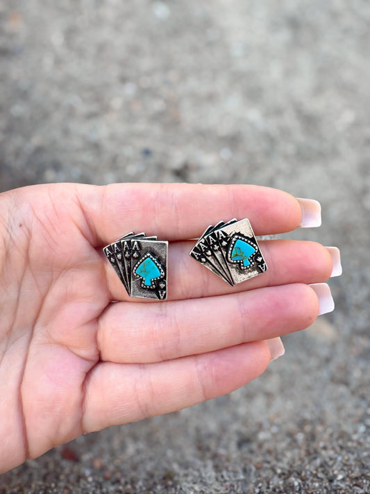 Ace card turquoise earrings