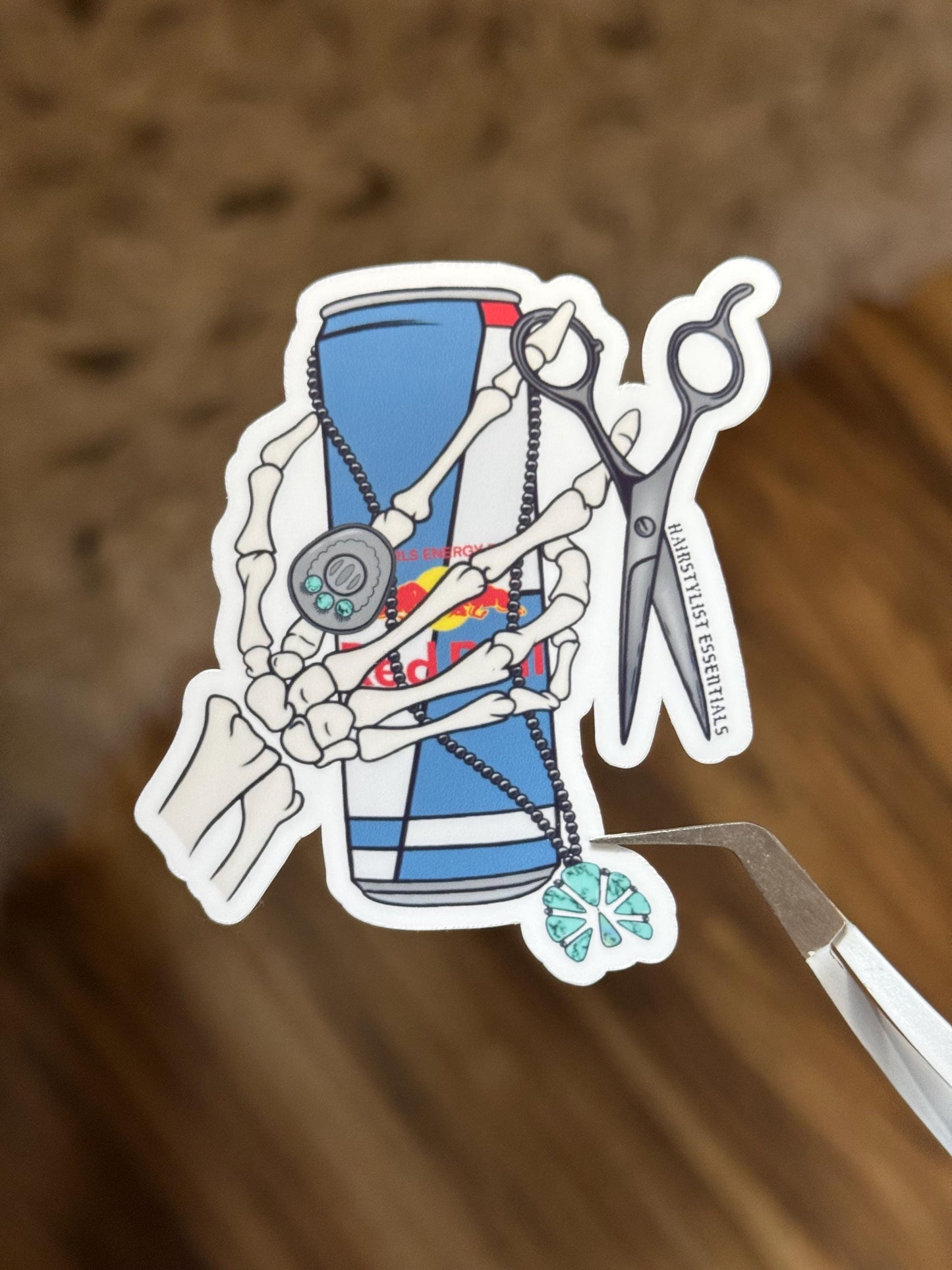Turquoise And Redbull Hairstylists Essentails Sticker