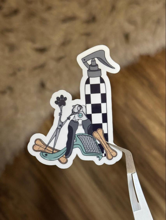 Dog Groomer Turqoise Western Sticker