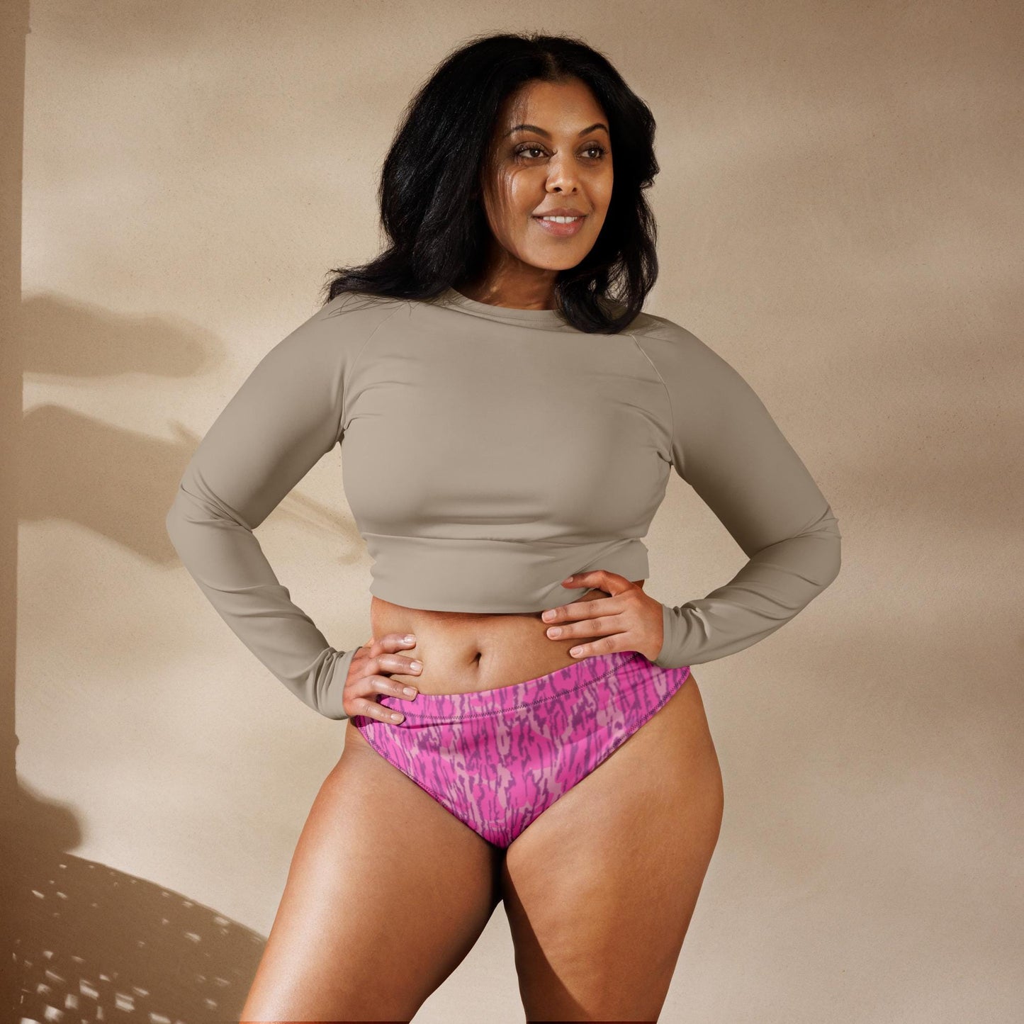 Pink Bottomlands Camo Recycled high-waisted bikini bottom | Trendy Camo Women’s Swimwear | Camo swimwear | Matching swimwear