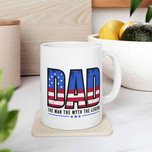 Patriotic Dad Coffee Mug, American Flag, Father's Day Gift