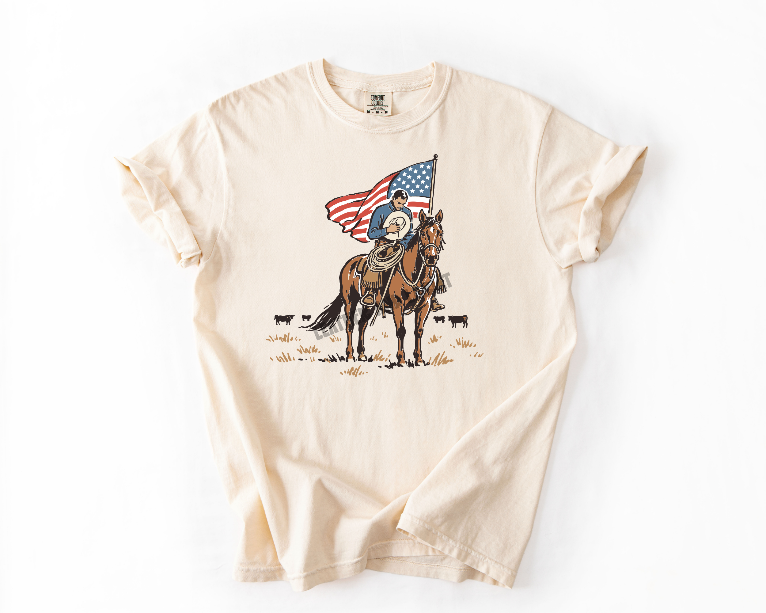 PATRIOTIC COWBOY COMFORT COLORS TEE