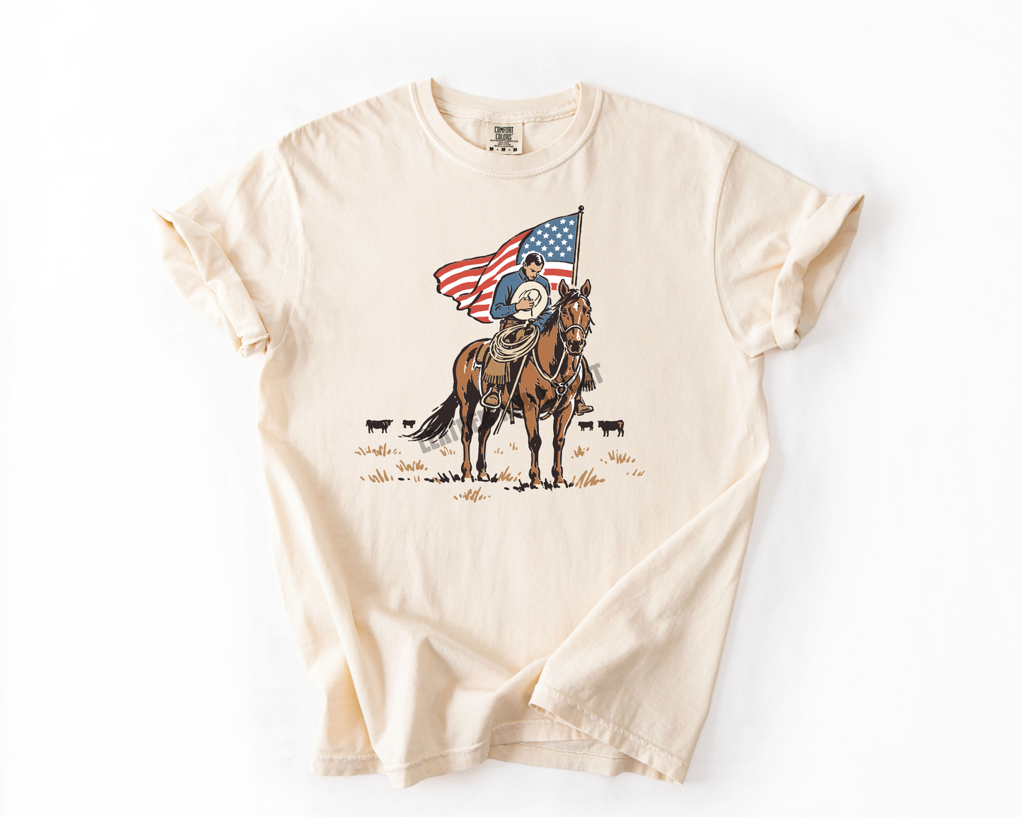 PATRIOTIC COWBOY COMFORT COLORS TEE