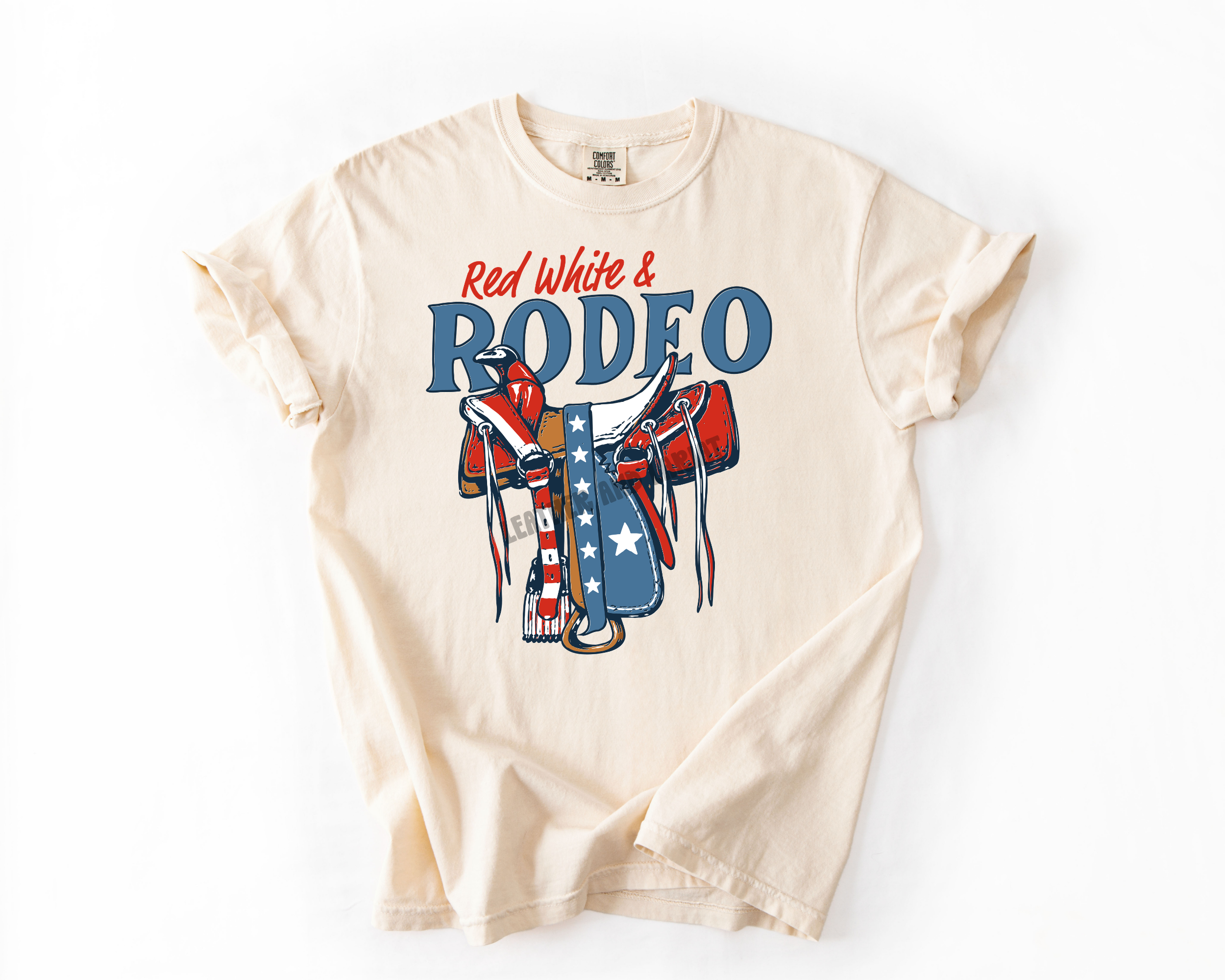 RED WHITE AND RODEO COMFORT COLORS TEE