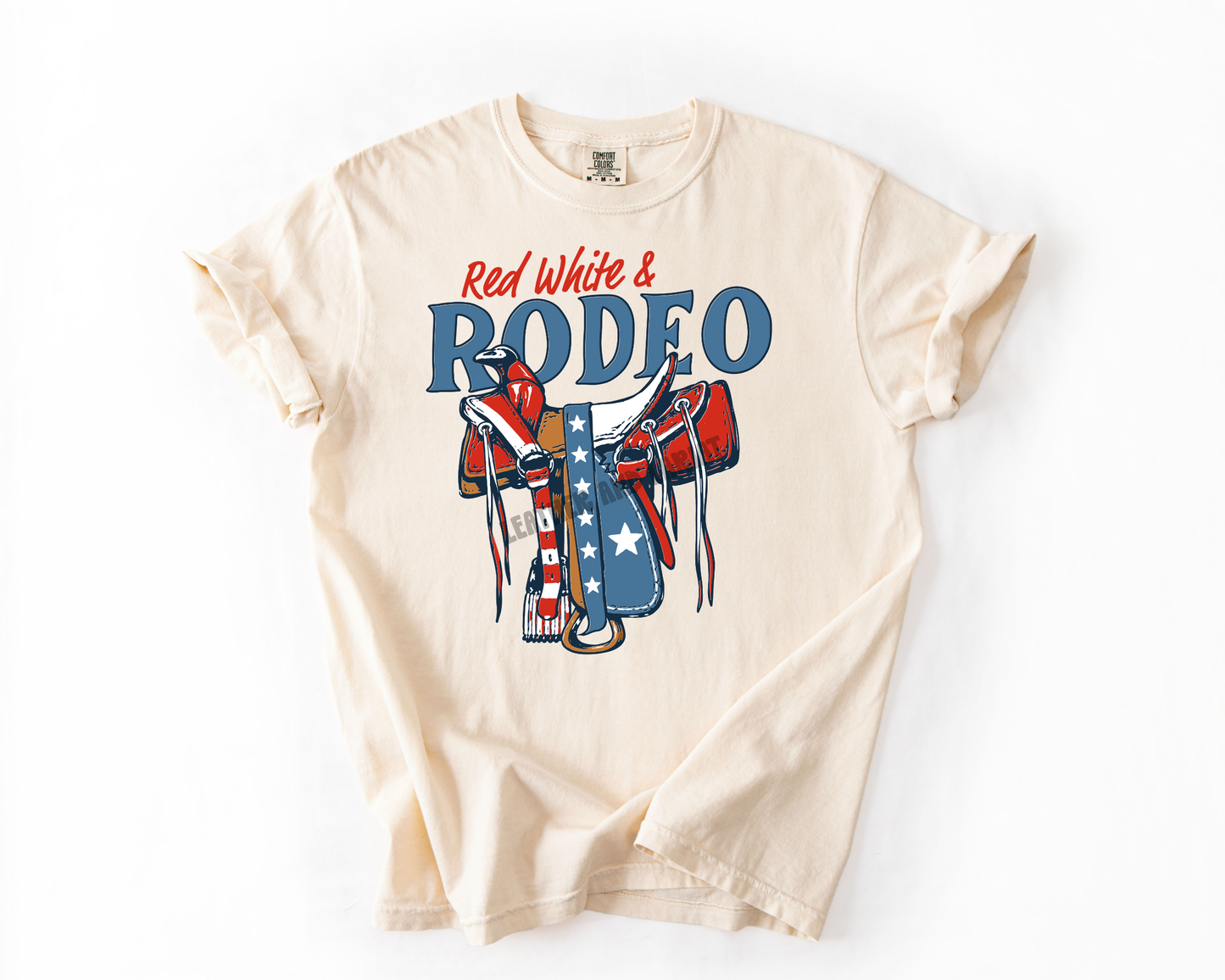 RED WHITE AND RODEO COMFORT COLORS TEE
