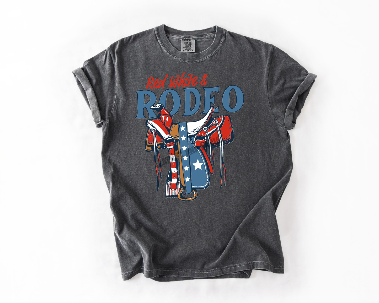 RED WHITE AND RODEO COMFORT COLORS TEE