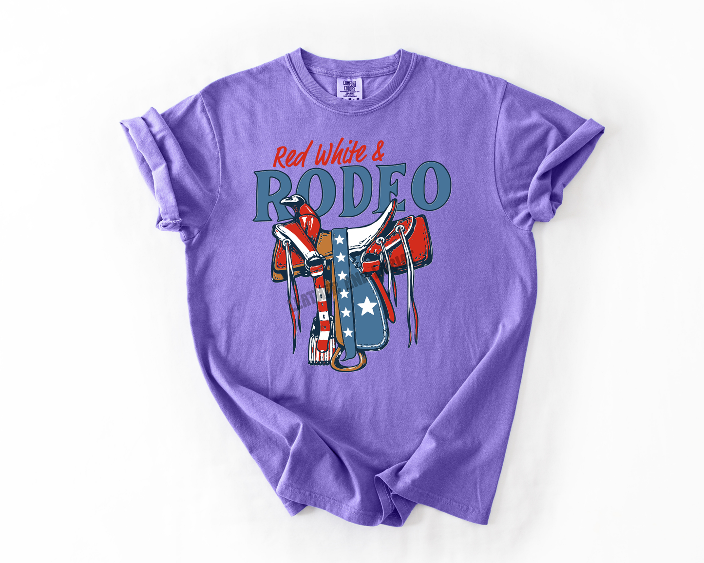 RED WHITE AND RODEO COMFORT COLORS TEE
