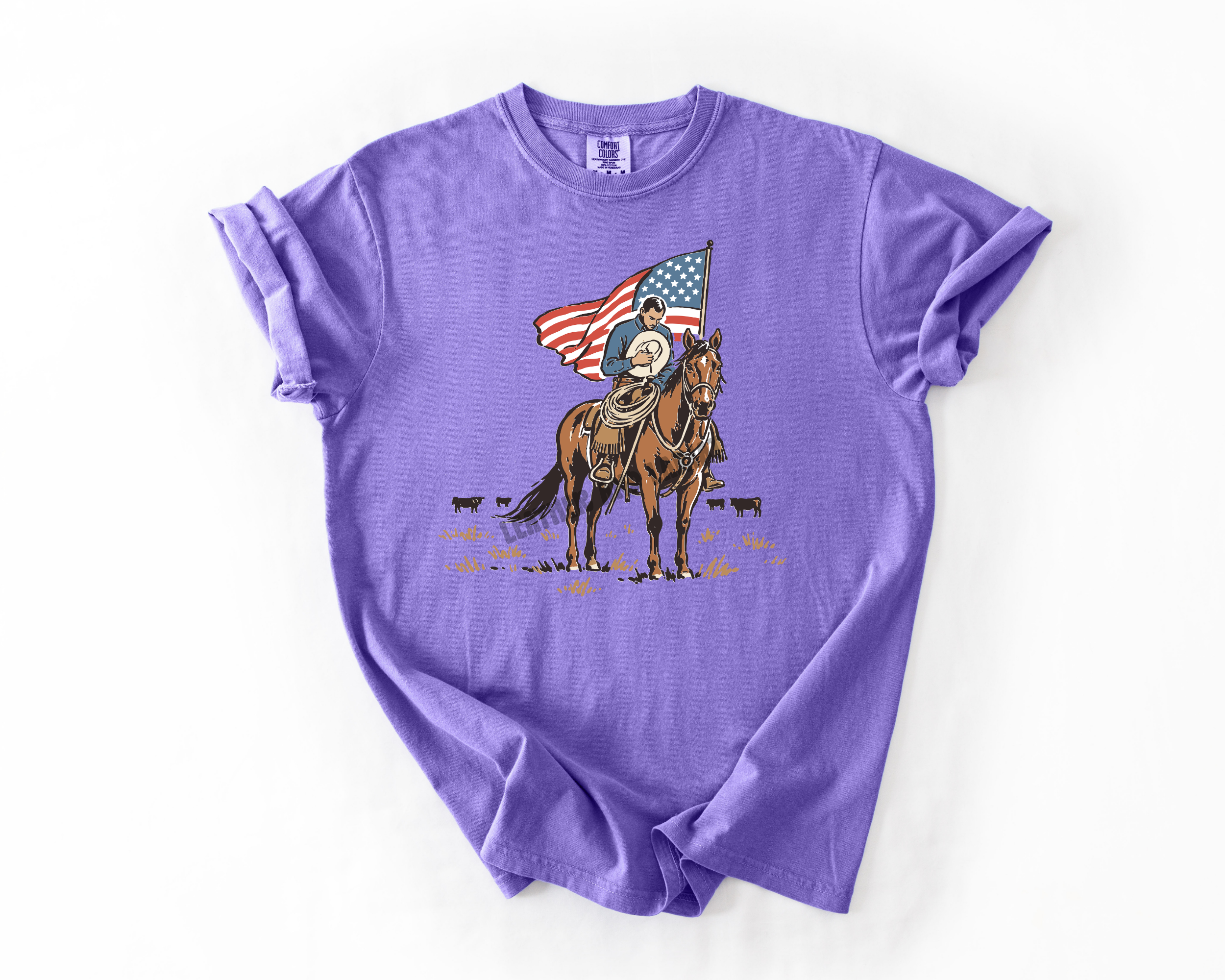 PATRIOTIC COWBOY COMFORT COLORS TEE
