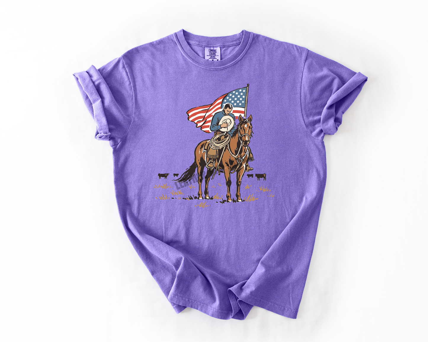 PATRIOTIC COWBOY COMFORT COLORS TEE